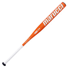 The 2025 Marucci Chocolate Crush 13" Balanced NSA USSSA Slowpitch Bat (MSPCCO1BU) features one-piece composite construction, an orange barrel with bold marucci branding, and a white handle grip for superior performance.