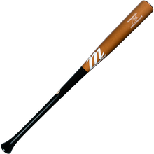 The Marucci LINDY12 Francisco Lindor Pro Exclusive Maple Wood Bat (MVE4LINDY12) features a brown barrel, black handle, and white Marucci logo with manufacturer details near the barrel end, shown on a plain white background.