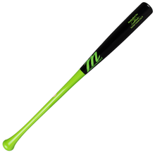 The Marucci Jasson Dominguez MARTIAN Pro Exclusive Maple Bat (MVE4MARTIAN) features a neon green handle and barrel fading to black up top, with green branding and text on the black section.