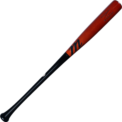 The Marucci TVT Trea Turner Pro Exclusive Maple Wood Bat (MVE4TVT-BK/BOR) features a brown barrel, black handle, stylized M logo, and TVT Pro Exclusive text. It is displayed at an angle on a plain background with additional markings near the barrel.