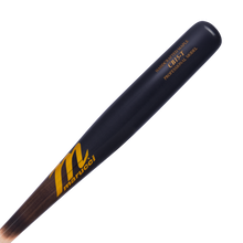 A close-up of a black Marucci CB15 Torpedo Pro Model Maple Wood Bat (MVE5CB15T) with yellow lettering, showing the Marucci logo and model details on a white background.