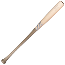 A balanced Marucci JJ Wetherholt JJW Pro Exclusive Maple Wood Bat: MVE6JJW, crafted from maple wood with a light natural finish and featuring the Marucci logo and text near the barrel end, is displayed against a plain white background.