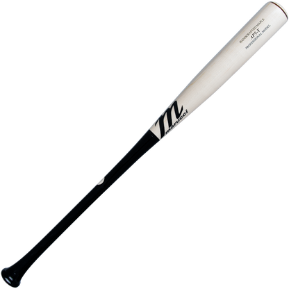 The Marucci AP5 Youth Pro Model Maple Wood Bat (MYVE4AP5) features a two-tone design with a light barrel and black handle, ideal for young power hitters seeking top performance. Marucci branding appears near the end of the barrel.