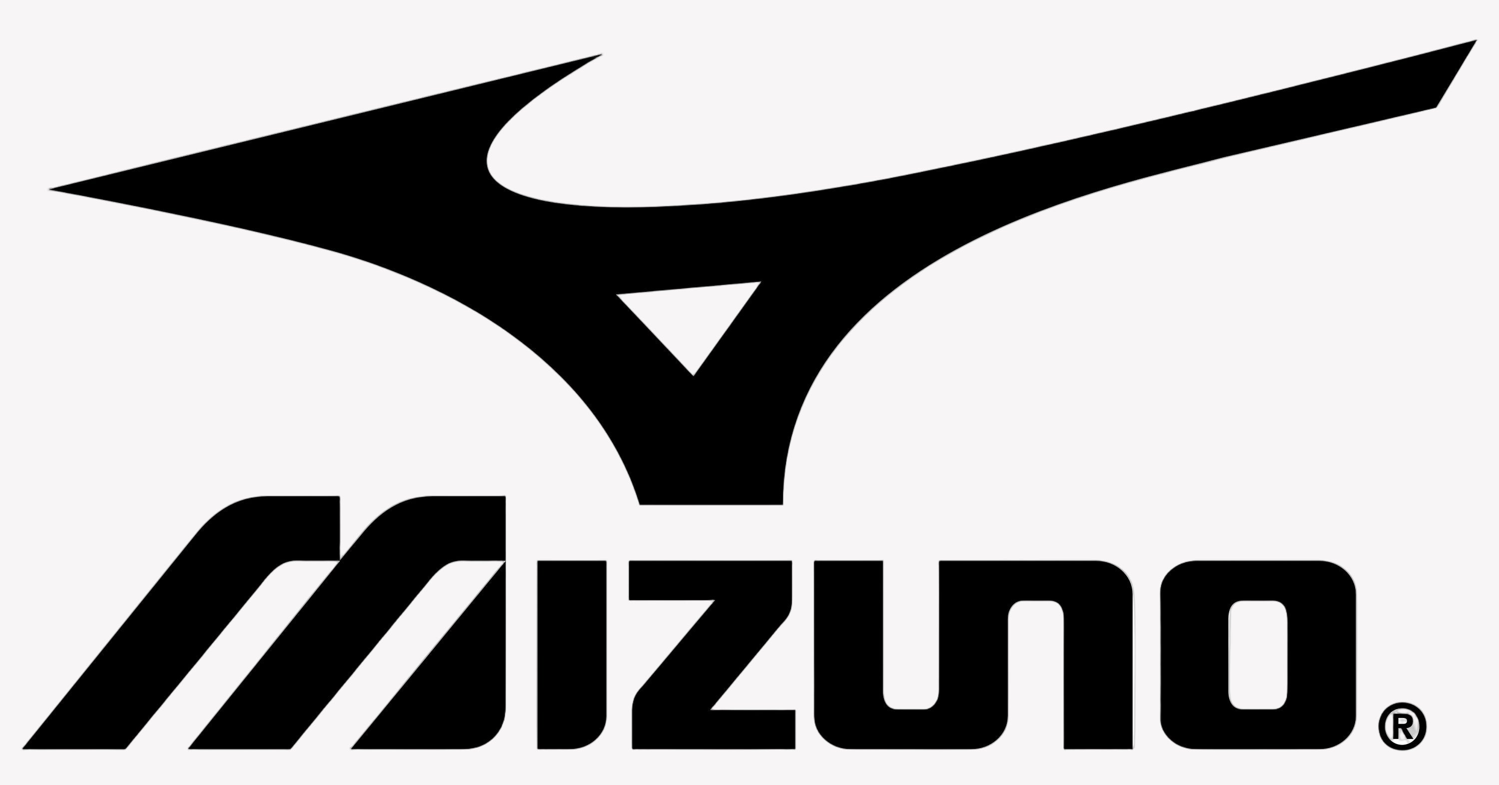 Black and white Mizuno logo featuring a stylized Runbird symbol above the word Mizuno in bold, geometric font.