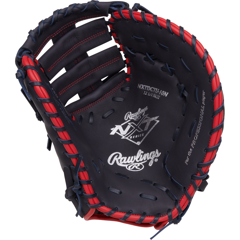 A Rawlings NXT 12.25" Baseball First Base Mitt (NXTDCTU-10N) rests on a white background.