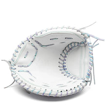 Nokona Halo 32.5″ Fastpitch Catcher’s Mitt: WHT-EPV3250C in white with multicolored pastel lacing.