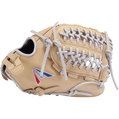 The Easton Professional Collection Color Splash 12" Fastpitch Softball Glove (PCFP120-15C) features premium USA steerhide leather, white laces, and a red, white, and blue logo, displayed against a plain light background.
