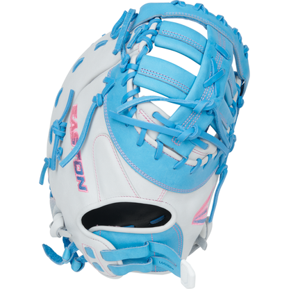A close-up of the Easton Pro Collection 13" Fastpitch Softball First Base Mitt (PCFP13-10WCB).