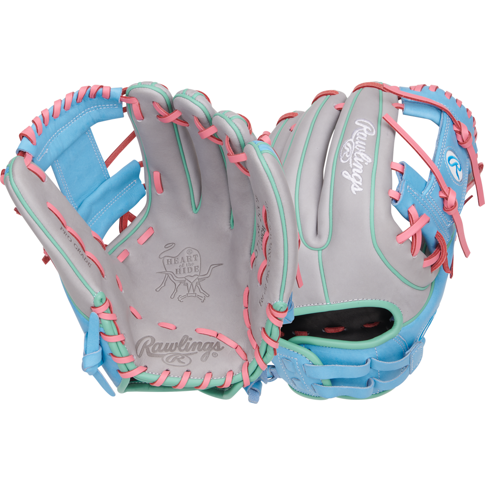 A Rawlings Heart of the Hide 12" Fastpitch Glove (PRO716SB-2GCB) rests on a white background, highlighting Rawlings' renowned quality for elite fastpitch softball collections.
