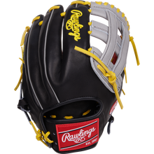 The Rawlings Heart of the Hide 12.25" Baseball Glove (PROKB17SB, August 2024) features a striking black and yellow design from the iconic Heart of the Hide series.