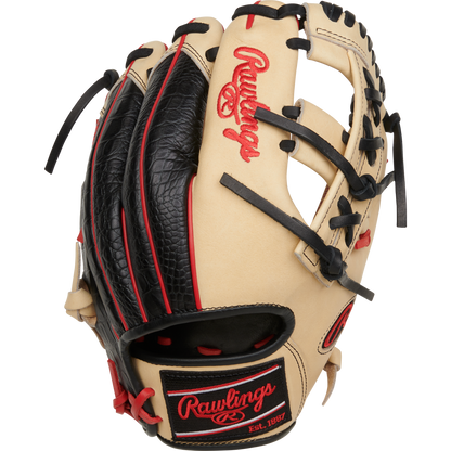 The Rawlings Heart of the Hide 11.5" Baseball Glove (RPROR204-32C) features red and black stitching, making it a great infield glove.