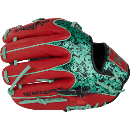 The Rawlings Heart of the Hide 11.5" Color Sync Baseball Glove (PROR204W-32BS) offers infielders style and performance, with a unique red and green design from Rawlings.