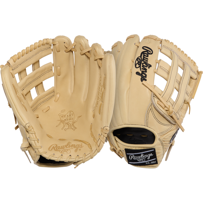 Two tan Rawlings Heart of the Hide 12.75″ Baseball Gloves (model PROR3039-6CCC) are shown—one displaying the palm side and the other the back—with black Rawlings logos visible on each.
