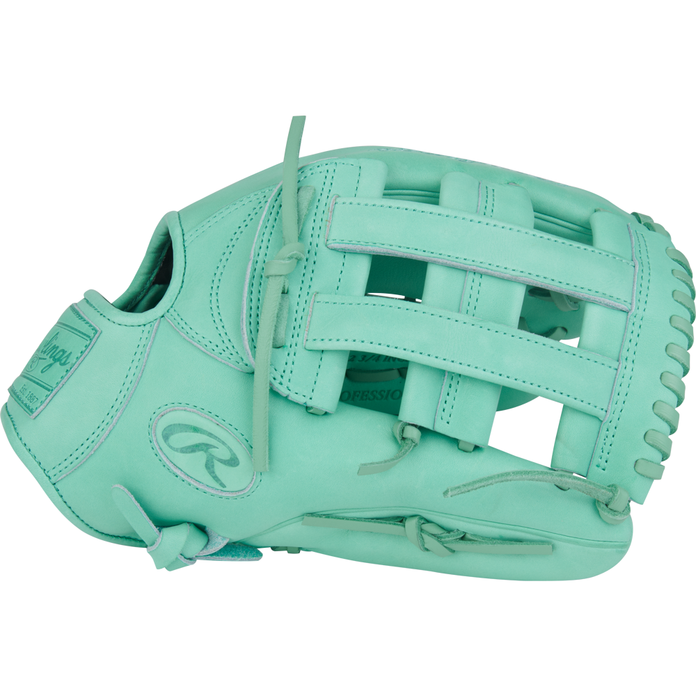 The Rawlings Heart of the Hide 12.75" Baseball Glove (PROR3039-6M) features a teal design with basket web, laces, and visible stitching, photographed against a plain white background—ideal for serious players seeking style and performance.