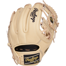 A Rawlings Heart of the Hide 11.25" Baseball Glove (PROR312-2CB) featuring a tan finish, Pro-I web, black/gold Rawlings logos, detailed stitching, and leather laces is displayed against a plain light background.