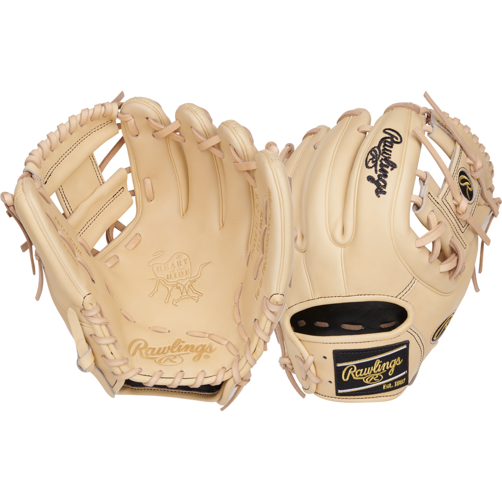 A close-up of the Rawlings Heart of the Hide 11.25" Baseball Glove (PROR312-2CB), featuring a classic Pro-I web design.