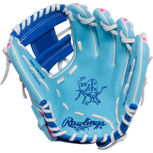 The Rawlings Heart of the Hide 11.25" Baseball Glove (PROR312U-2CB) features white and pink accents with white lacing, making it ideal for infielders seeking quick plays.