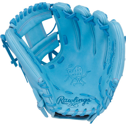 The Rawlings Heart of the Hide 11.5" Baseball Glove (PROR314-2CBCB) features premium leather, embossed branding on the palm, and detailed stitching for superior performance and style on the field.