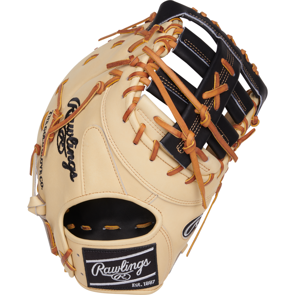A Rawlings Heart of the Hide 13" Baseball First Base Mitt (PRORDCT-10C) by Rawlings is displayed on a white background.