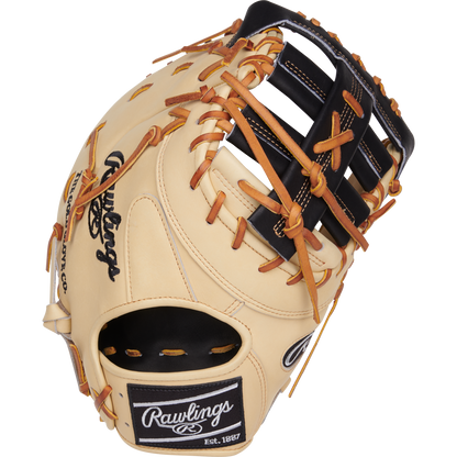 A Rawlings Heart of the Hide 13" Baseball First Base Mitt (PRORDCT-10C) by Rawlings is displayed on a white background.