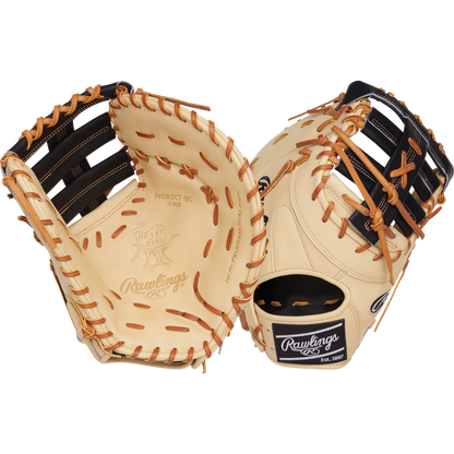 The Rawlings Heart of the Hide 13" Baseball First Base Mitt (PRORDCT-10C) offers premium stitching for superior performance.