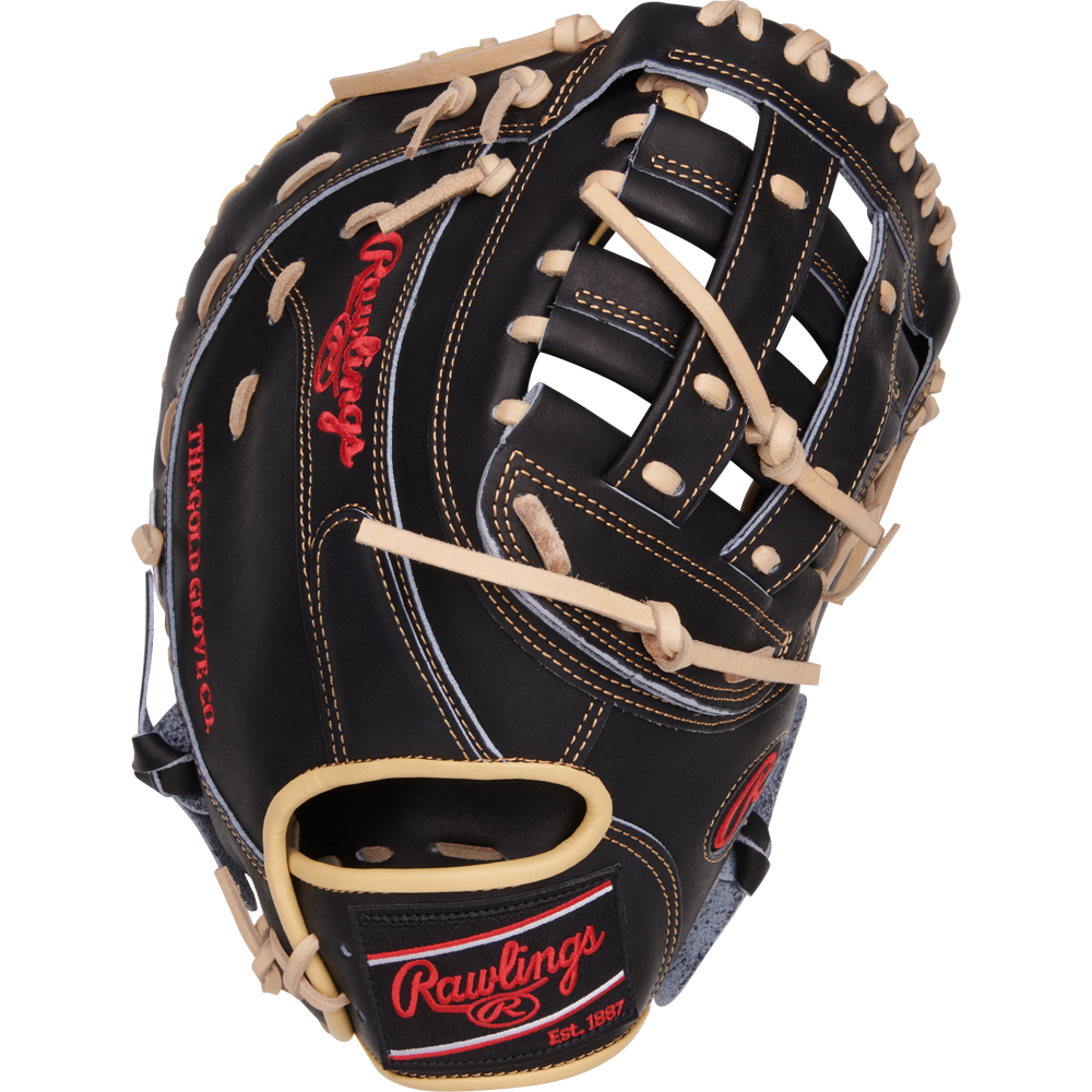 A Rawlings Heart of the Hide 12.5" Baseball First Base Mitt (PRORFM18-17BCS) is displayed on a white background.