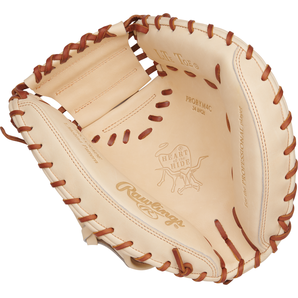 The Rawlings Heart of the Hide 34" Yadier Molina Baseball Catcher's Mitt (PRORYM4C) is a pro-quality glove inspired by the iconic catcher’s mitt.