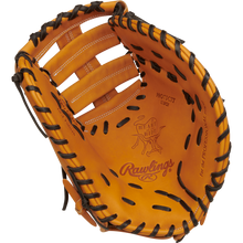 The Rawlings Heart of the Hide 13" First Base Mitt (RPROTDCTT) features tan premium leather, black lacing, bold Rawlings branding, a deep pocket, and fine stitching for top performance.