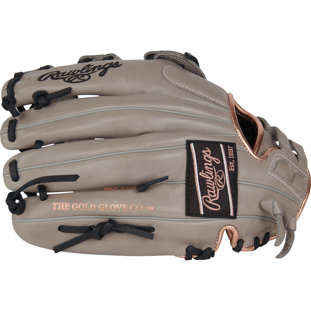 The Rawlings R9 12" ContoUR Fastpitch Glove (R9SB120U-6GB) sits on a white background, showcasing the comfortable ContoUR Fit design.