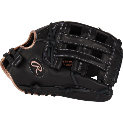 The Rawlings R9 13" Fastpitch Glove (R9SB130-6B) features a black, full-grain leather design for durability and comfort—ideal for serious outfielders.