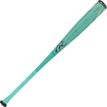 A 2024 Rawlings Mach AI (-3) BBCOR Baseball Bat (RBB4MC3, USED) in teal with black and gray accents is displayed at an angle on a plain white background.