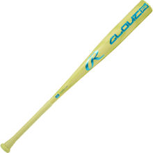 A yellow 2026 Rawlings Clout AI (-3) BBCOR Baseball Bat (RBB6C3) with blue writing.