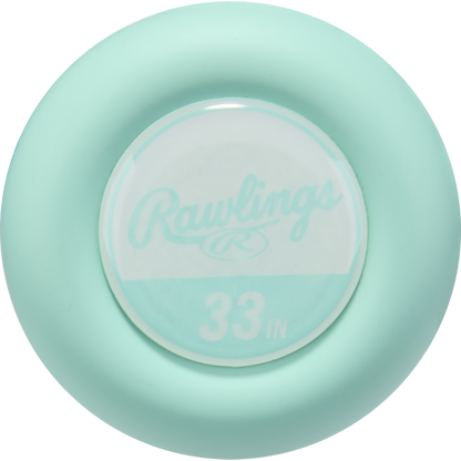 A close-up of the 2026 Rawlings Icon (-3) BBCOR Baseball Bat: RBB6I3 (DEMO), showcasing its sleek circular design and carbon composite construction from Rawlings.