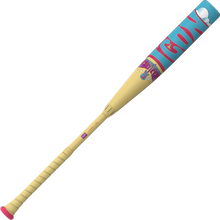 The 2026 Rawlings Icon Fest (-3) BBCOR Baseball Bat (RBB6IFT3) features a yellow handle, blue barrel, pink tip, and playful cloud and cartoon designs—perfect for fans of standout style.