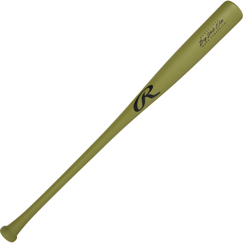 A green Rawlings Big Stick Elite -3 Wood Composite Baseball Bat (RBSC243) with a black R logo and black barrel text is displayed on a plain white background.