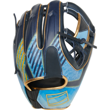 A Rawlings REV1X 11.5" Baseball Glove (RREV204-2XNG) by Rawlings rests on a white background, highlighting its advanced 3D-printed construction and modern infield design.