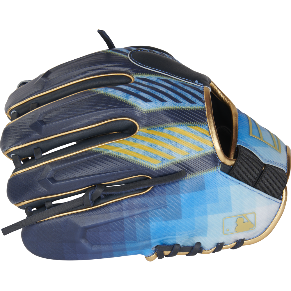 The Rawlings REV1X 11.5" Baseball Glove (RREV204-2XNG) is shown on a white background, featuring its innovative 3D-printed design perfect for infield players.