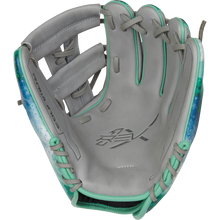 A Rawlings REV1X 11.5" Francisco Lindor GM Baseball Glove (RREVFL12G) is displayed on a white background, highlighting Rawlings’ innovative 3D-printed glove technology.