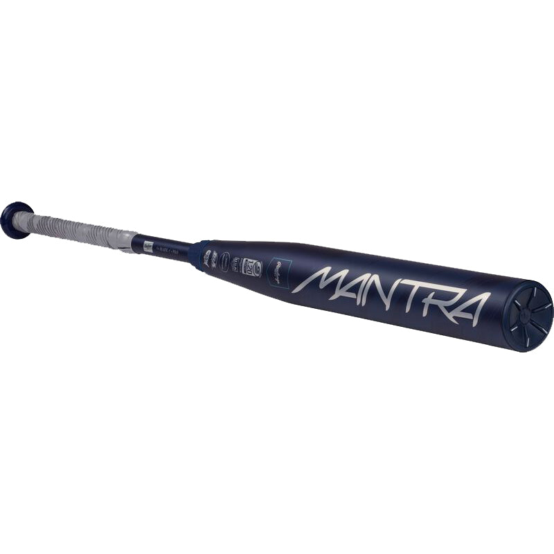 The 2025 Rawlings Mantra (-10) Fastpitch Softball Bat (RFP4M10) showcases a sleek silver handle and top-tier performance from Rawlings.