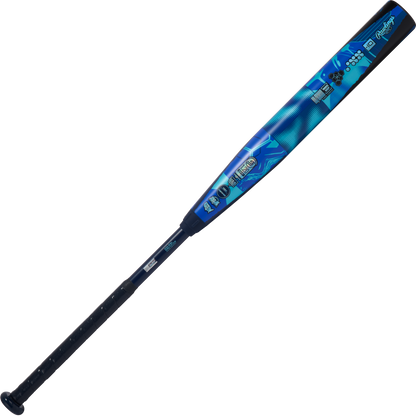 A 2026 Rawlings Mantra (-10) Fastpitch Softball Bat (RFP6M10 DEMO) in blue and black.