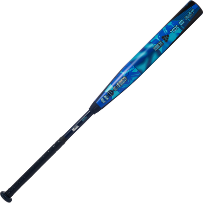 The 2026 Rawlings Mantra (-9) Fastpitch Softball Bat (RFP6M9) features blue and black graphics, logo accents, a textured grip handle, and In/Tense Carbon Composite construction, shown on a white background.
