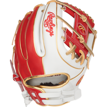 The Rawlings Liberty Advanced Color Sync 11.75" Fastpitch Softball Glove (RLA715SB-2WSG) is a red and white softball glove by Rawlings.