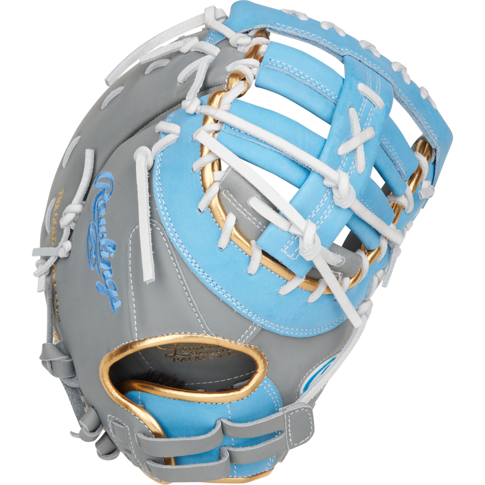 A close-up of the Rawlings Liberty Advanced Color Sync 13" Fastpitch First Base Mitt (RLADCTSBGCB), designed for top performance at first base.