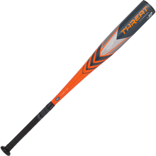 The 2024 Rawlings Threat (-12) USA Baseball Bat (RUS4T12) features an orange and black composite barrel with "THREAT" lettering, a black grip, plus silver and orange chevron designs along its length.