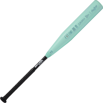 A light blue 2026 Rawlings ICON (-5) 2 5/8" USA Baseball Bat (RUS6I5) with a black grip handle is shown on a white background.