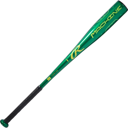 A green and black Rawlings 2026 Machine (-10) USA Baseball Bat (RUS6M10) made from aerospace-grade alloy features "MACHINE" in yellow on the barrel and a black handle grip, displayed on a white background.