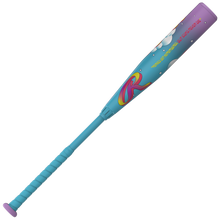 The 2026 Rawlings Icon Fest (-5) 2 3/4" USSSA Baseball Bat (RUT6IFL5) features a light blue handle, blue-to-purple gradient barrel, multicolored cloud designs, and “Good night, Mr. Kiss Kiss Bang Bang”—crafted with In/Tense Carbon Composite.