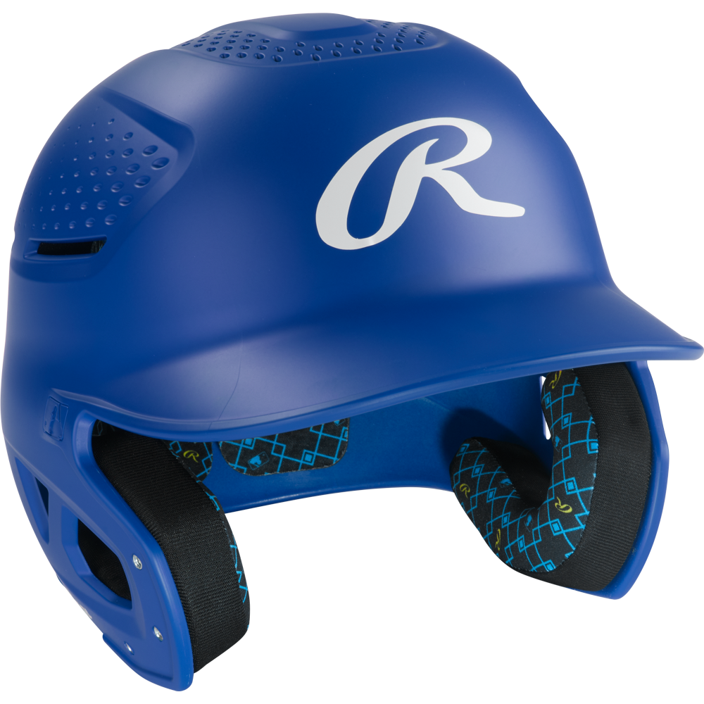 The Rawlings RX2 Matte Batting Helmet (RX2MAT) offers young players a stylish and reliable youth helmet, featuring a sleek blue design with a white logo.