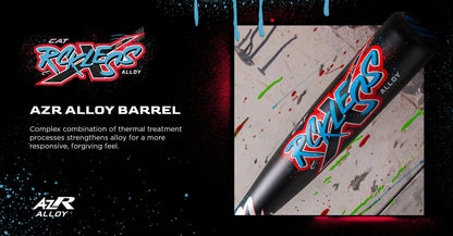 A black and red 2026 Marucci CAT X RCKLESS (-8) USSSA baseball bat, model MSBCR8, with blue text.