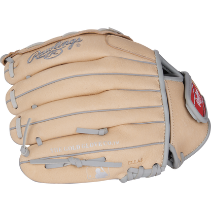 A tan 10.5" Rawlings Sure Catch Carlos Correa youth baseball glove (SC105CC) with gray laces, Rawlings logo, and THE GOLD GLOVE CO. stamped on the side. The glove is closed and shown from the outer side.